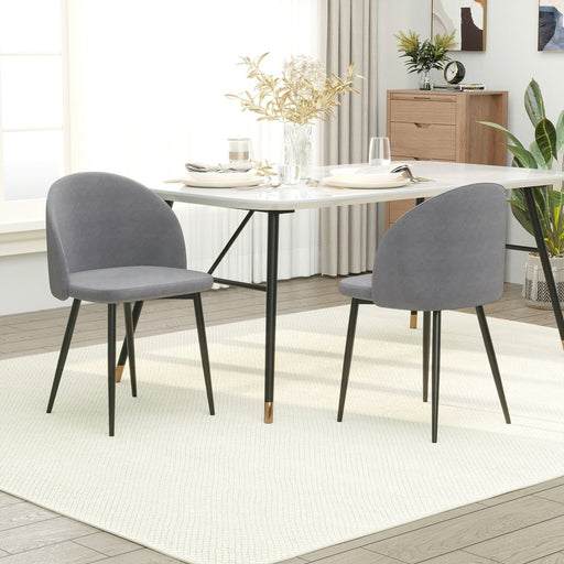 HOMCOM Set of 2 Contemporary Design Dining Chairs - Grey - Green4Life