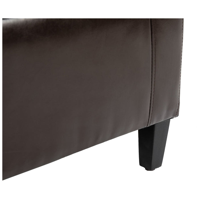 PU Leather Storage Ottoman Bench 92L x 40W x 40H cm - Brown - Green4Life