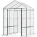 Outsunny 143 L x 143W x 195H (cm) Walk-In Greenhouse with 3 Tiers &  8 Shelves, Metal Frame, PVC Film - Transparent - Green4Life