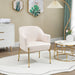 Accent Armchair with Linen-Feel Upholstery & Metal Legs - White - Green4Life
