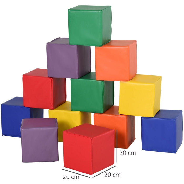 Kids 12-Piece PU Soft Stacking Blocks - Multi-Colour - Green4Life