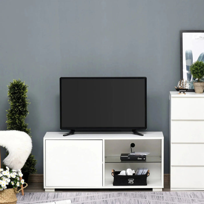 High Gloss Modern TV Stand Cabinet with 2 Shelves - White - Green4Life