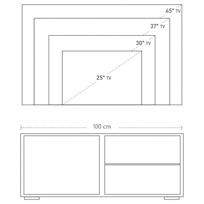 High Gloss Modern TV Stand Cabinet with 2 Shelves - White - Green4Life