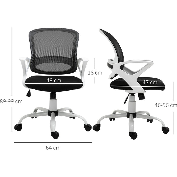 Vinsetto Office Chair Mesh Swivel Desk Chair with Lumbar Back Support Adjustable Height Armrests - Black/White - Green4Life