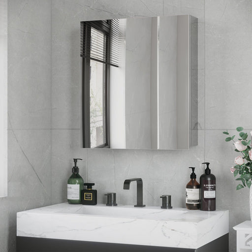 kleankin Bathroom Mirror Cabinet with 2 Doors - Green4Life