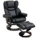 HOMCOM Reclining Swivel Armchair & Footstool Set PU Leather - Black - Green4Life