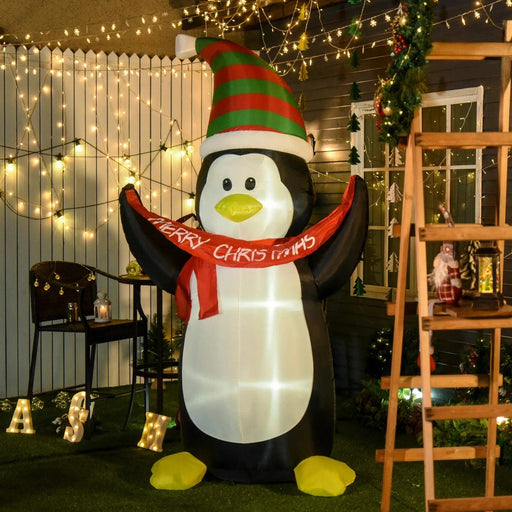 2.4m Inflatable Penguin with Merry Christmas Banner - Green4Life