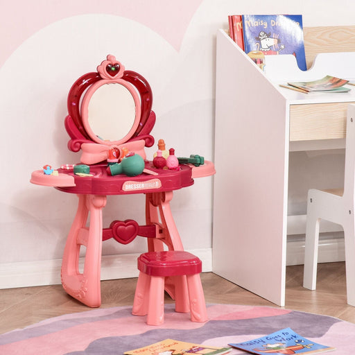 Childrens 36 Pcs Beauty Dressing Table & Stool - Pink - Green4Life