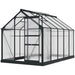 Outsunny 6 x 10 ft Walk-In Polycarbonate Greenhouse with Sliding Door, Galvanised Base & Aluminium Frame - Grey - Green4Life