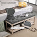 2 Tier Shoe Rack Bench with Button Tufted Upholstered Cushion - Grey - Green4Life