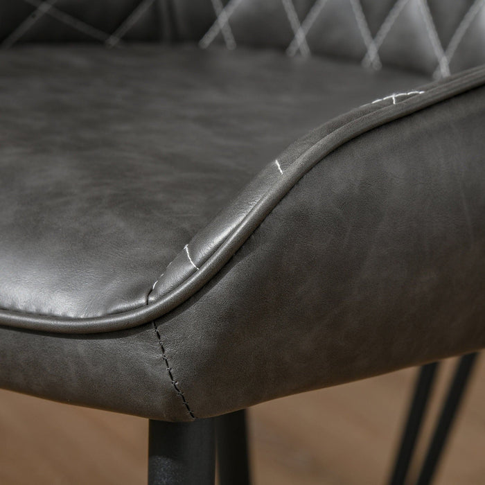 HOMCOM Set of 2 PU Leather Retro Dining Chairs - Grey - Green4Life