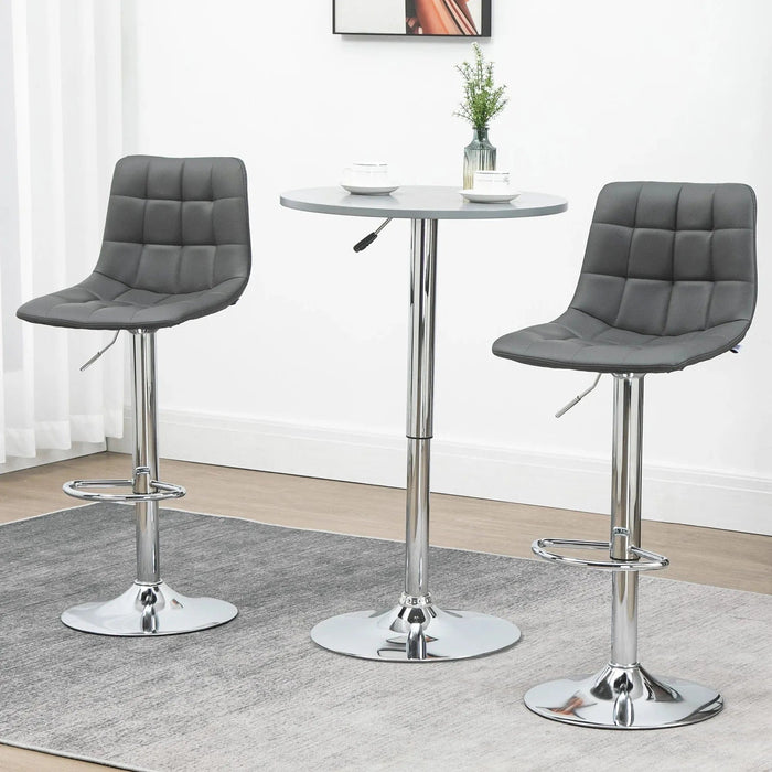 Set of 2 Modern Adjustable Swivel Barstools with Footrest - Grey - Green4Life