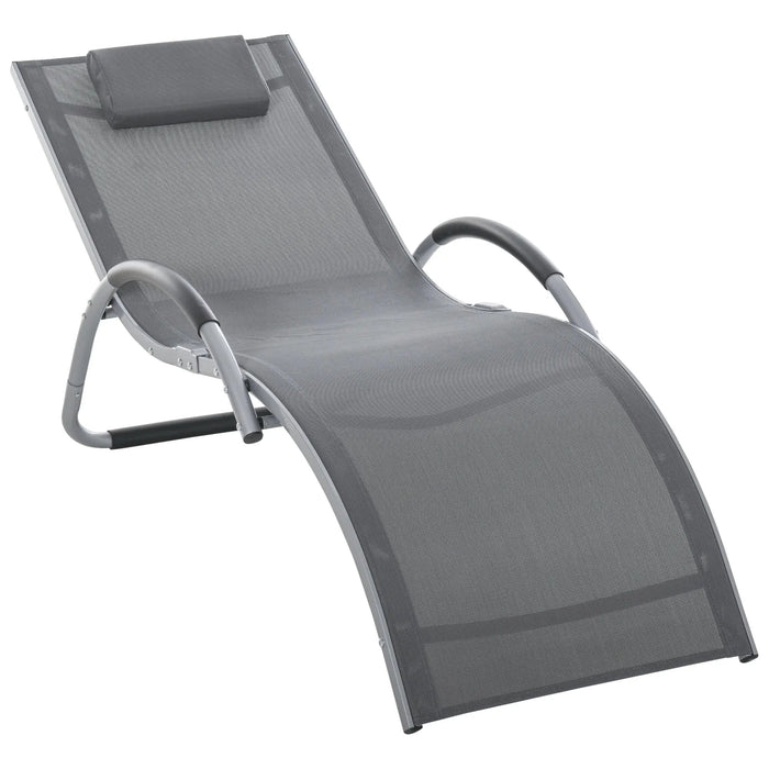 Ergonomic Sun Lounger with Pillow - Grey - Outsunny - Green4Life