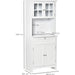 Kitchen Cupboard with Framed Glass Doors, Drawer & Open Compartment - White - Green4Life