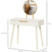Dressing Table with 2 Drawers & Round Mirror - White - Green4Life