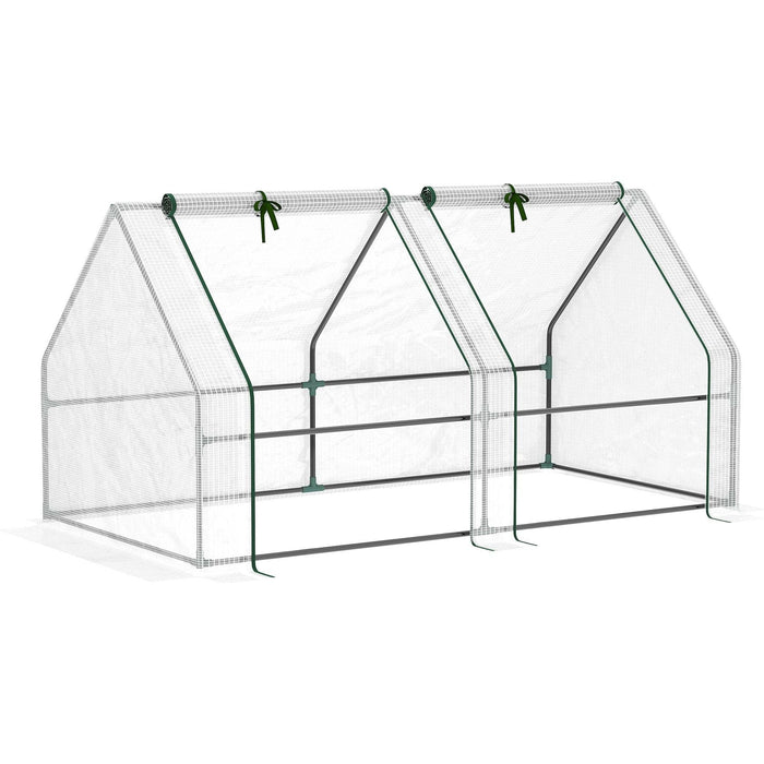 Outsunny 180L x 90W x 90Hcm Small Poly Tunnel Greenhouse with Steel Frame - White - Green4Life