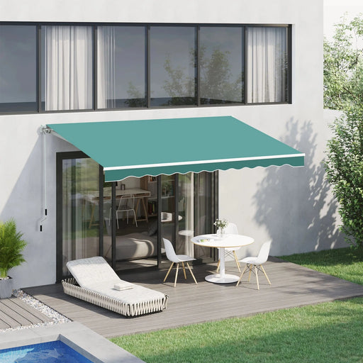 3.5x2.5m Green Manual Extendable Awning with Easy Crank - Outsunny - Green4Life