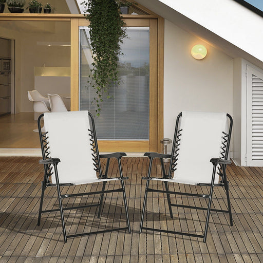 Set of 2 White Folding Outdoor Chairs - Outsunny - Green4Life