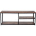 TV Unit for 55 inch TVs with 2 Storage Shelves and Metal Frame - Rustic Brown - Green4Life