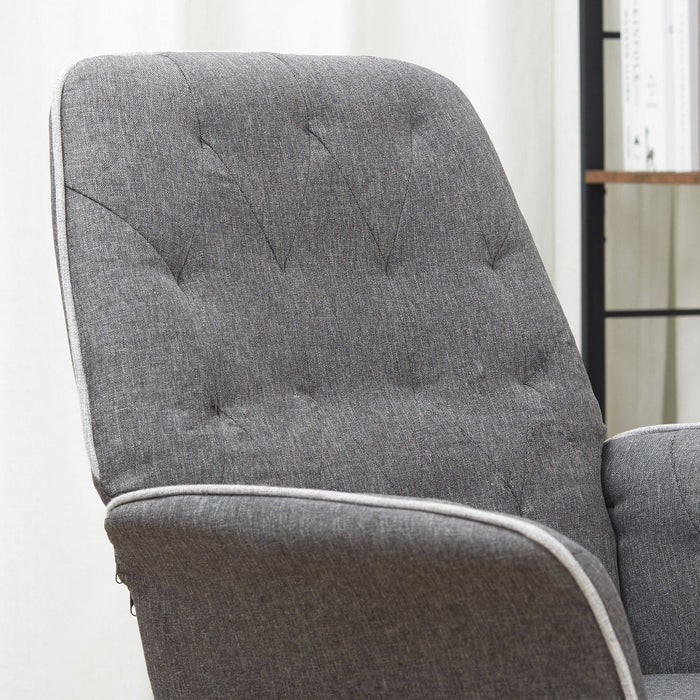Office Chair with Linen-Feel Tufted Fabric Upholstery & Adjustable Seat - Grey - Green4Life