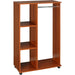 Open Wardrobe with Hanging Rail, Storage Shelves & Wheels - Walnut - Green4Life