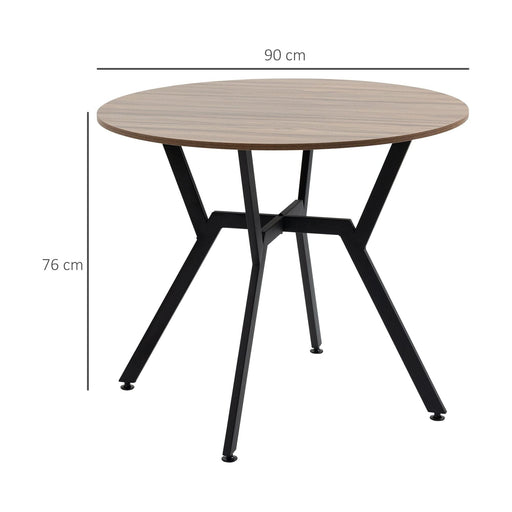 HOMCOM Round Dining Table 90 x 76 cm - Brown - Green4Life