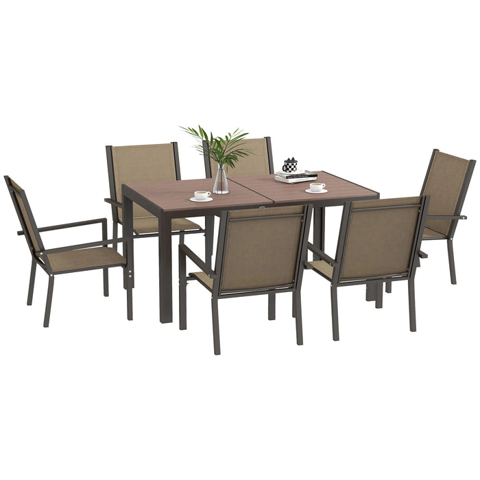 7-Piece Dining Set with Table and Stackable Chairs - Outsunny - Green4Life