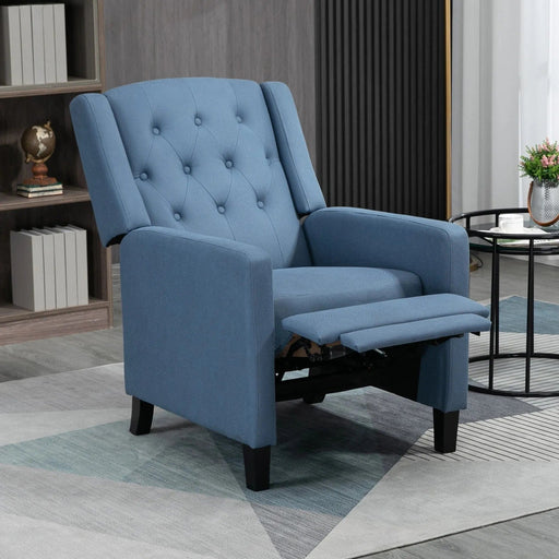 Button Tufted Wingback Recliner Armchair with Footrest - Deep Blue - Green4Life