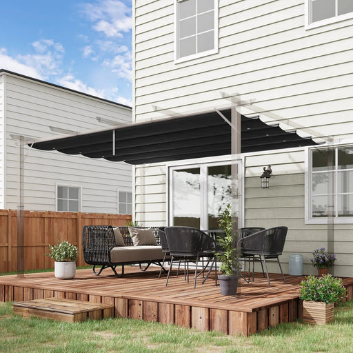 Outsunny Dark Grey FlexiShade - 3x4m Retractable Pergola Cover - Green4Life