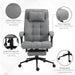 Vinsetto Office Chair with Footrest and Removable Pillow, Linen-Feel Upolstery - Light Grey - Green4Life