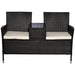 Rattan Wicker 2-Seater with Integrated Table - Dark Brown - Outsunny - Green4Life