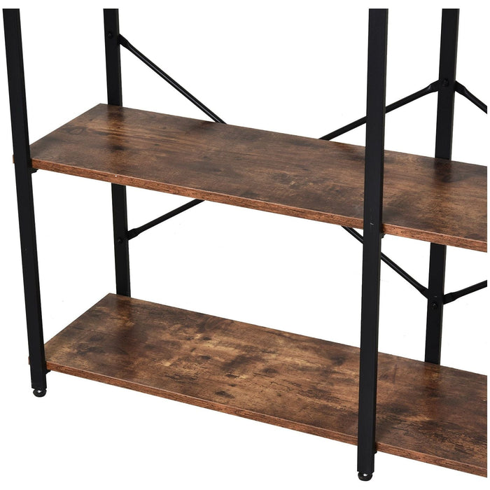 3-Tier Industrial Style Shelf with Metal Frame & Adjustable Feet 76H x 120L x 30W cm - Brown - Green4Life