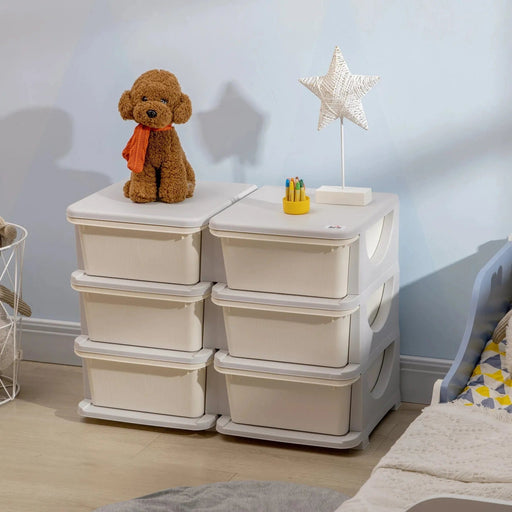 Polar White Vertical Storage Tower with 6 Drawers for Kids - Green4Life