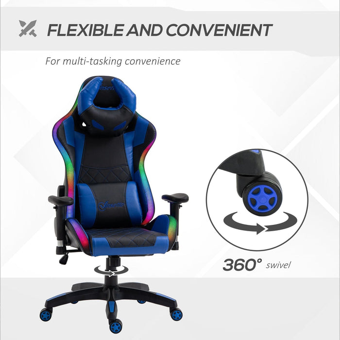 Vinsetto Reclining Gaming Chair with RGB LED Light - Black/Blue - Green4Life