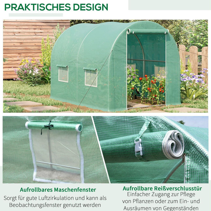 Outsunny 3L x 2W x 2H m Walk-in Greenhouse - Green - Green4Life