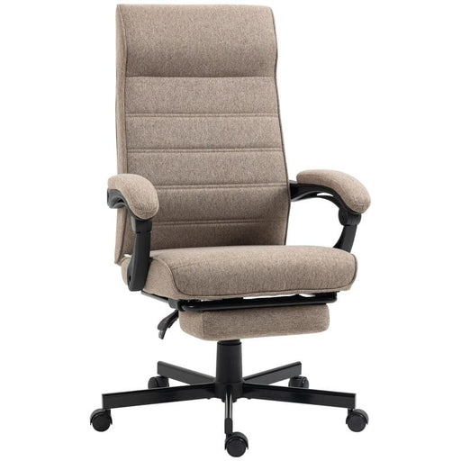 Vinsetto High-Back Linen-Feel Home Office Chair with Adjustable Height, Footrest and Padded Armrests - Brown - Green4Life