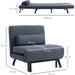 2-in-1 Foldable Single Sofa Bed & Sofa Chair with Pillow - Dark Grey - Green4Life