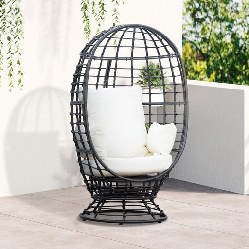 Outsunny Midnight Swirl Rattan Egg Chair - Black - Green4Life