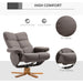 Faux Leather Swivel Recliner Chair with Footstool, Wooden Base and Storage - Brown - Green4Life