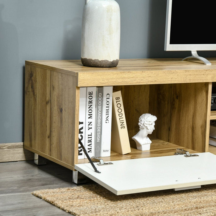 TV Unit Herringbone Pattern with Drawers & Shelves - Oak/White - Green4Life