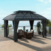 13 x 10 ft (4 x 3m) Luxury Black Polycarbonate Gazebo with Aluminium Frame, Double Roof, Curtains, and Netting - Outsunny - Green4Life