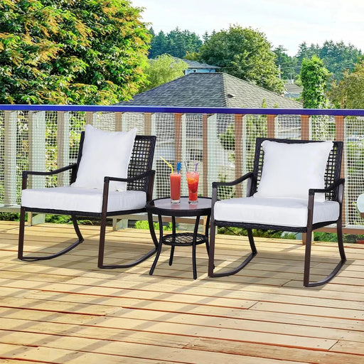 Outsunny Rocking Retreat - 2-Seater Rattan Bistro Set with Rocking Chairs and Coffee Table - Green4Life