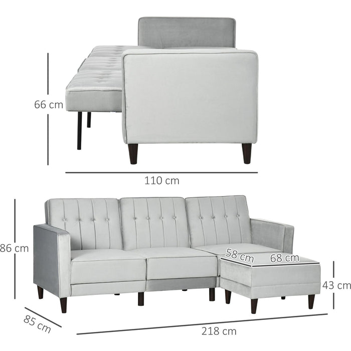 3-Seater Sofa and Ottoman Set - Light Grey - Green4Life