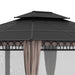 11.8 x 10 ft (3.6 x 3m) Deluxe Outdoor Gazebo with Double Hardtop, Mosquito Nettings, and Privacy Curtains - Black - Outsunny - Green4Life