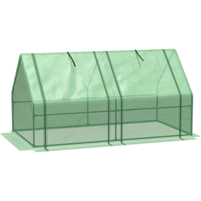 Outsunny 180L x 90W x 90Hcm Small Poly Tunnel Greenhouse with Steel Frame - Green - Green4Life