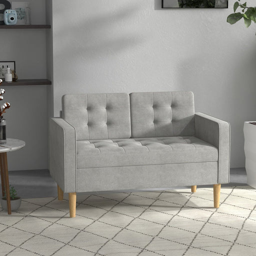 Light Grey Modern Loveseat with Storage and Tufted Design - Green4Life