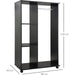 Open Wardrobe with Hanging Rail, Storage Shelves & Wheels - Black - Green4Life