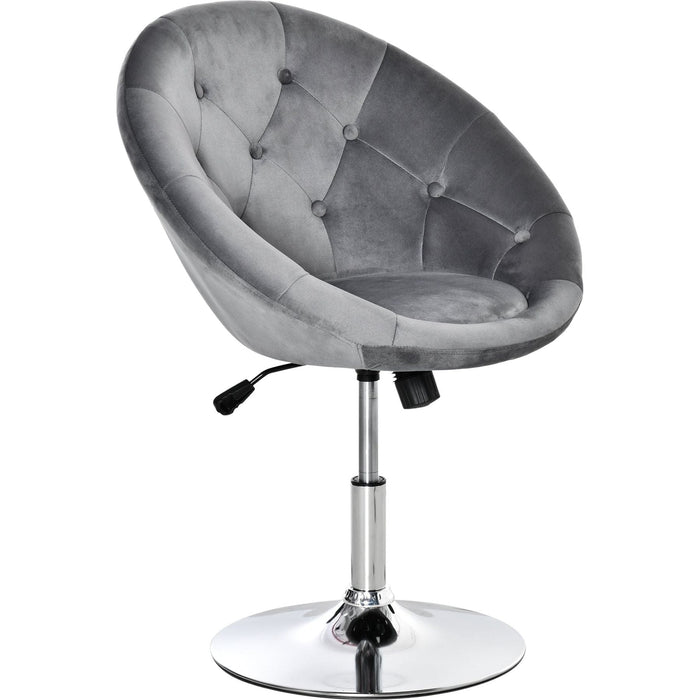 Modern Dining Height Velvet-Touch Bar Stool with Tufted Fabric, Adjustable Height, Swivel Seat - Grey - Green4Life