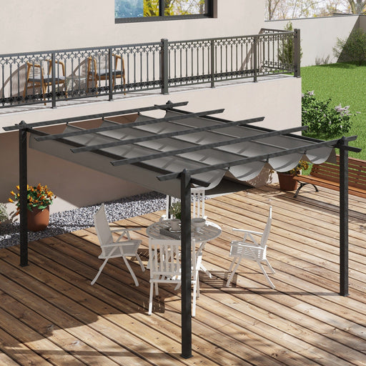 4 x 3 m Dark Grey Aluminium Pergola with Extendable Roof - Outsunny - Green4Life