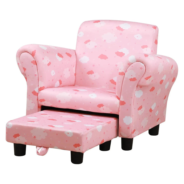 Pink Cloud Sky Cosy Kids Armchair with Footrest - Green4Life